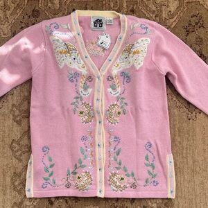 Storybook Knits NWT Elephants + floral beaded embroidery